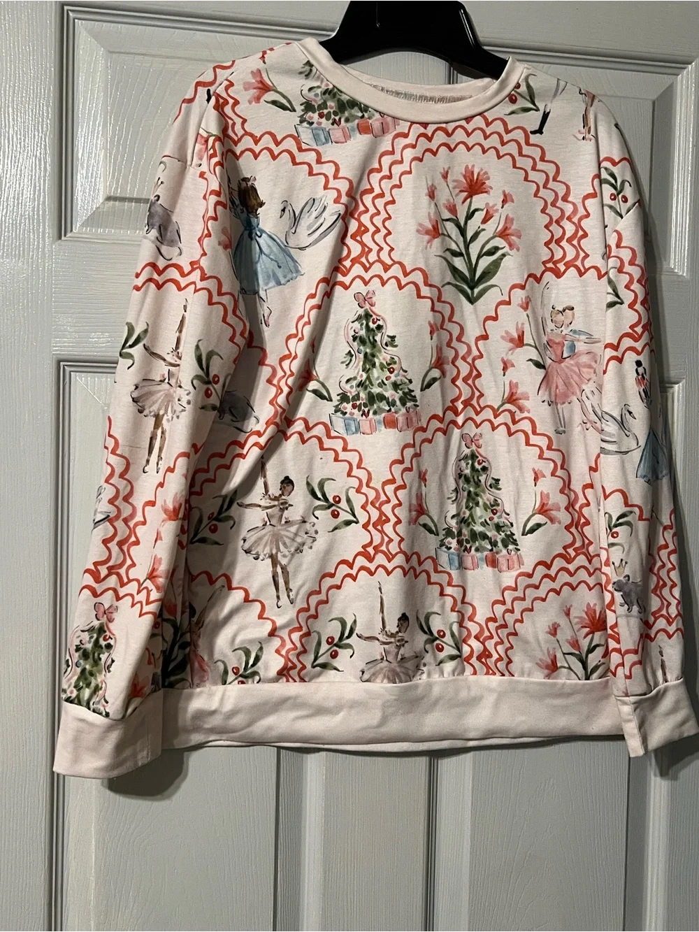Unliste White and Pink Ballerina & Floral Long-Sleeve Top super comfortabe